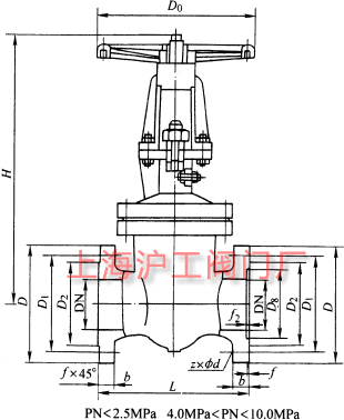 DKZ41H��DKZ41Y �� PN10~PN100 �������l�y��Ҫ���μ��Y(ji��)��(g��u)�ߴ�ʾ��D